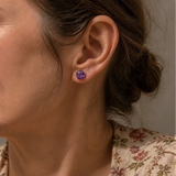 Amethyst-Ohrstecker im Schachbrettschliff