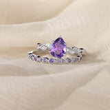 Geflochtenes Ring-Set mit Amethyst