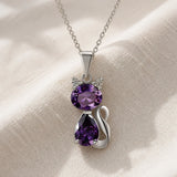 Katzen-Halskette mit Amethyst-Kristall