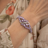 Silberarmband mit Unendlichkeitszeichen und Blatt