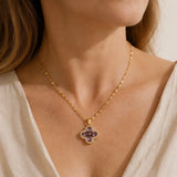 Halskette mit Amethyst-Kleeblatt