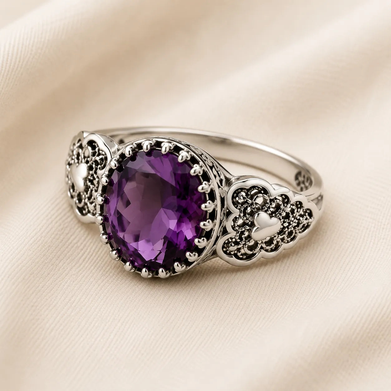 Vintage-Ring mit ovalem Zirkonia